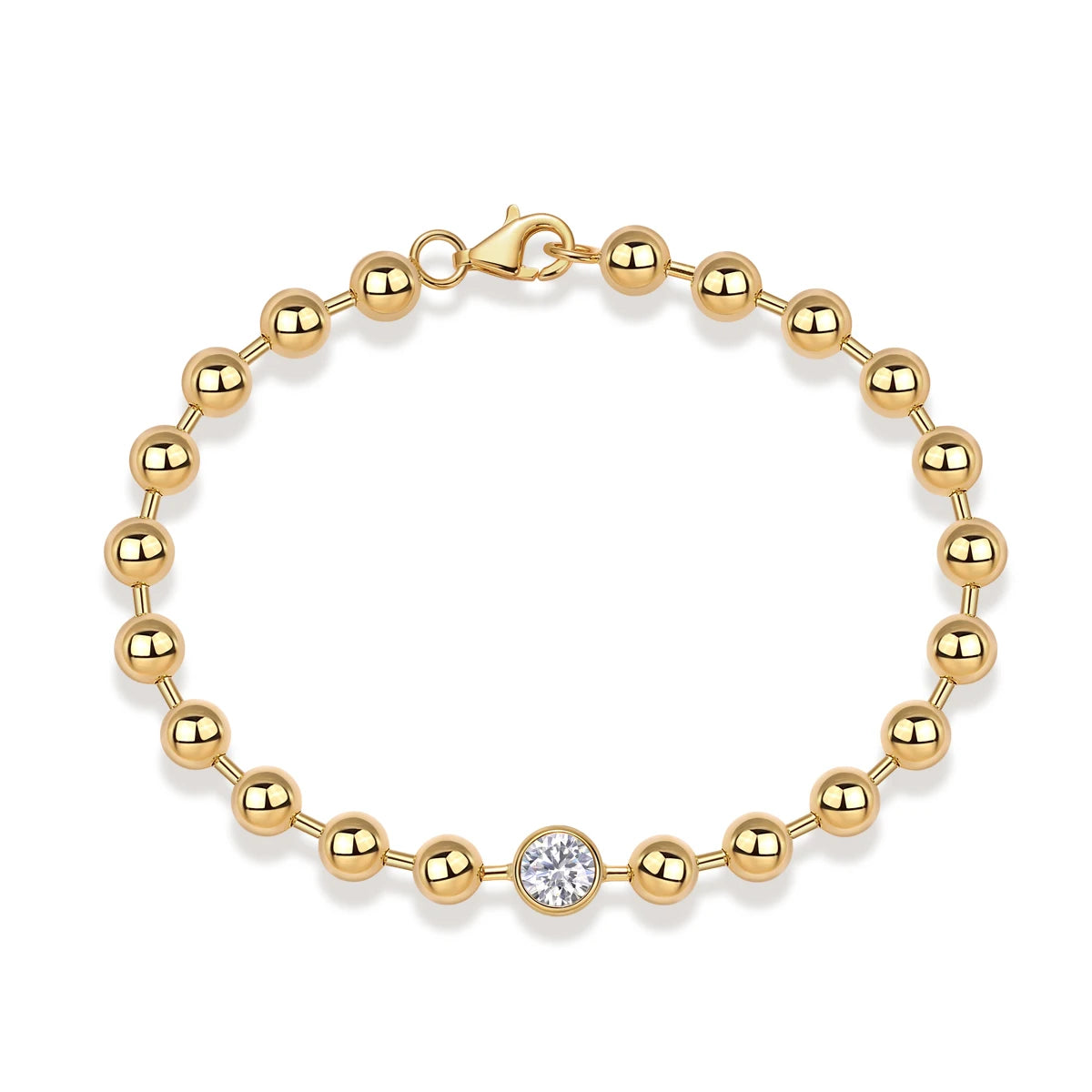 Bead Chain Bracelet -S925 Sterling Silver Gold-Plated, Delicate Ball Chain Design, Perfect for Layering or Wearing with Pendants