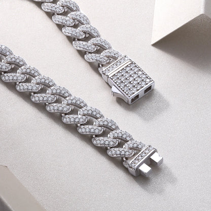 Mens Bracelet Fashion White Gold  925 Sterling Silver VVS Moissanite Diamond  Link Bracelet L230913218-10