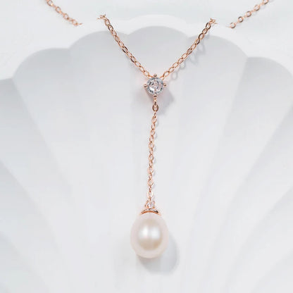 925 sterling silver women teardrop pearl charm drop pendant necklace with pearl pendant