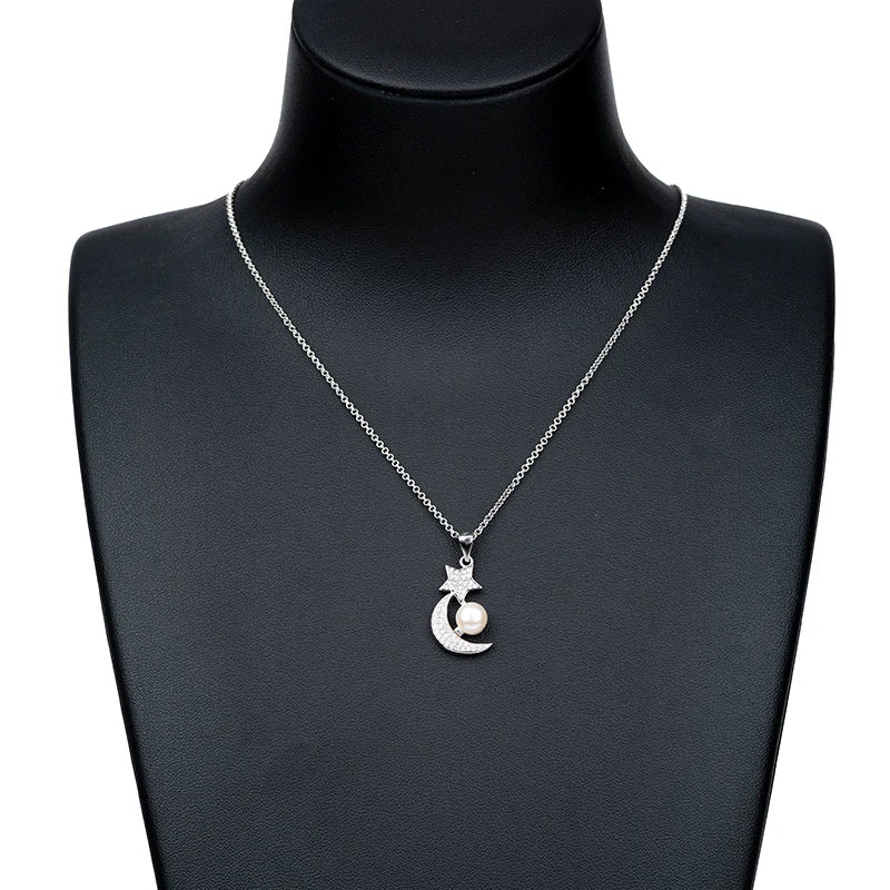 Fashionable 925 silver jewelry set, pearl jewelry, earrings, rings, necklaces, perfect for various occasions such as weddings.