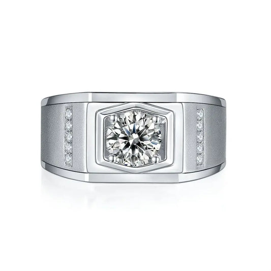 1 Ct Moissanite Engagement Ring for Men, S925 Silver Wedding Band, Anniversary & Valentine's Day Luxury Gift