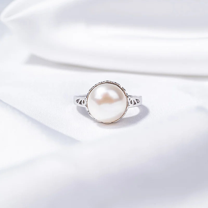 S925 pure silver pearl ring, female niche design, light luxury, high-end feeling, cool style, Instagram trendy fashion