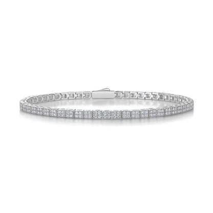 1.2mm Elegant Double Row Moissanite Tennis Bracelet, 925 Sterling Silver Luxury Style, Exquisite Fashionable Wrist Bracelet