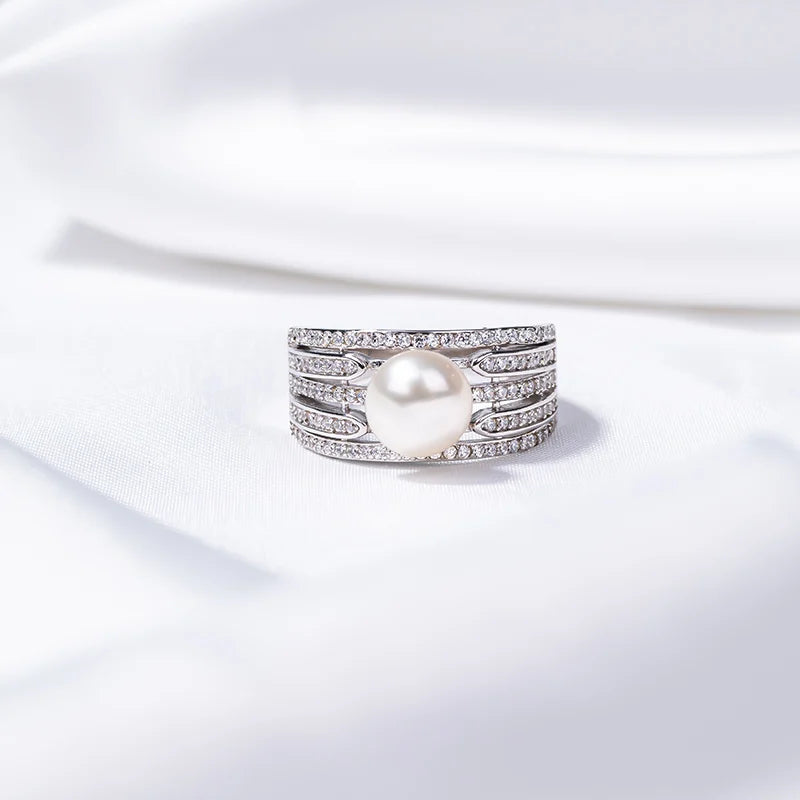 S925 pure silver pearl ring, female niche design, light luxury, high-end feeling, cool style, Instagram trendy fashion