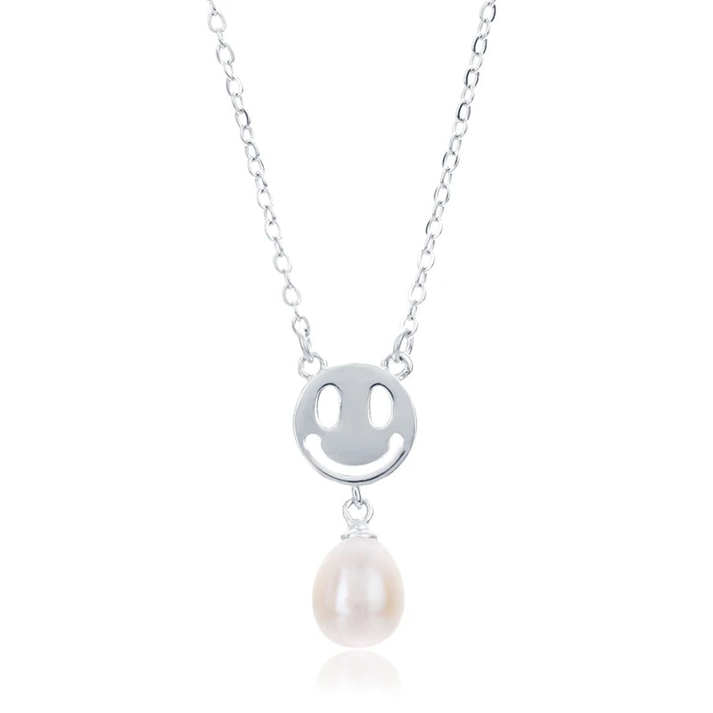 925 sterling silver women teardrop pearl charm drop pendant necklace with pearl pendant