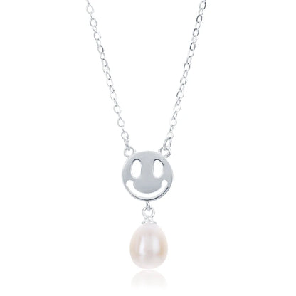 925 sterling silver women teardrop pearl charm drop pendant necklace with pearl pendant