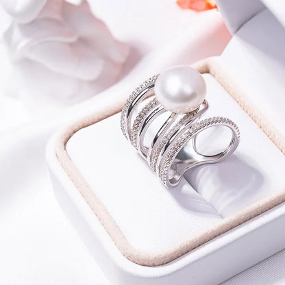 S925 pure silver pearl ring, female niche design, light luxury, high-end feeling, cool style, Instagram trendy fashion