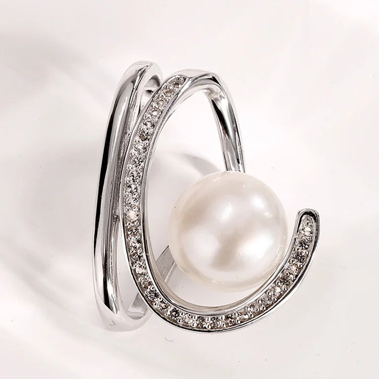 Custom logo modern diamond pendants sterling silver 925 freshwater pearl ladies necklace pendant