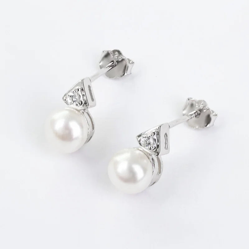 Bulk mixed wholesale accessories fashion zirconia jewelry 925 sterling silver freshwater pearl stud earrings