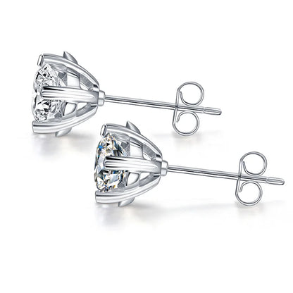 Jeweller Buy Classic 6 Prong Round Brilliant Cut Moissanite Earrings for Ladies Sterling Silver