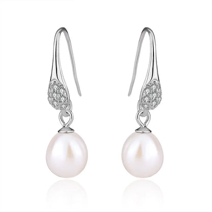 2024 fashion custom wholesale zircon wholesale women western 925 silver waterdrop fresh water natural pearl earring