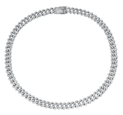 Trendy Hip Hop full diamond 8mm 10mm Cuban chain link 925 Sterling silver Cuban necklace