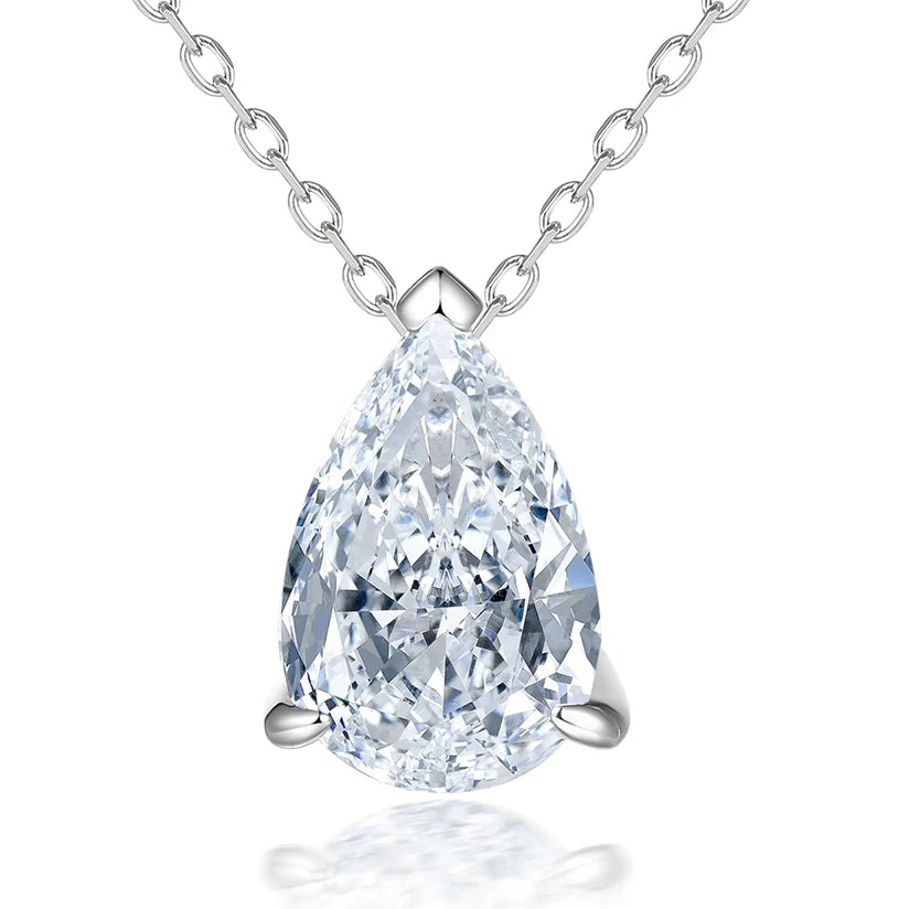 Silver Pendant Pear Shaped 8*12mm Cubic Zirconia Prong Setting Pure Silver Pendant Necklaces for Women