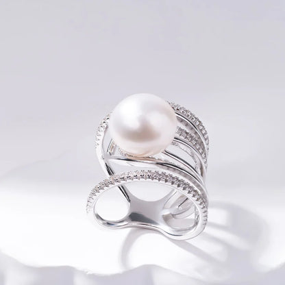 S925 pure silver pearl ring, female niche design, light luxury, high-end feeling, cool style, Instagram trendy fashion