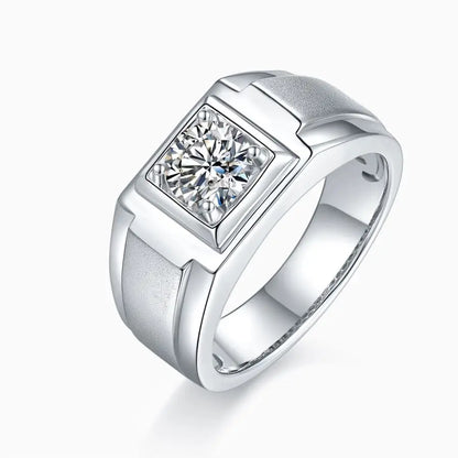 Eternal Land 1 Carat Dazzling Moissanite Ring - Elegant 925 Silver Men's Wedding Band, Perfect for Anniversaries & Gifts