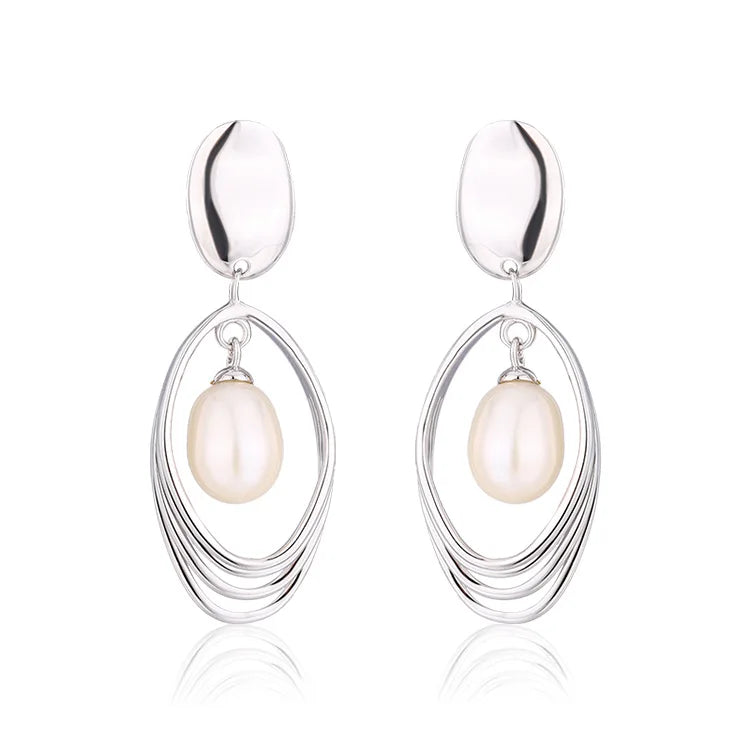 Custom logo oem trendy s925 jewelry 925 sterling silver fresh water pearl stud earrings for women