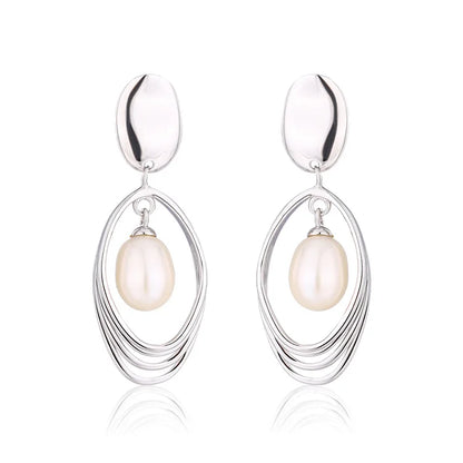 Custom logo oem trendy s925 jewelry 925 sterling silver fresh water pearl stud earrings for women