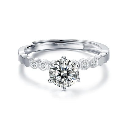 Jeweller Buy New Engagement Ring Round S925 Sterling Silver Moissanite Lady's Wedding Ring Wholesale