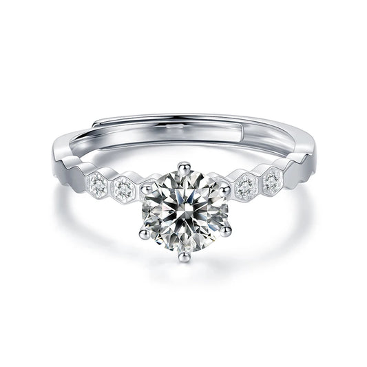 Jeweller Buy New Engagement Ring Round S925 Sterling Silver Moissanite Lady's Wedding Ring Wholesale