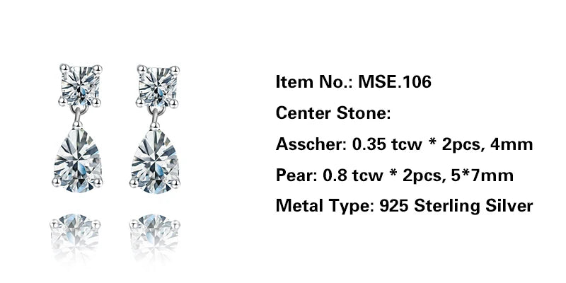 Jeweller Buy Fashionable Women's VVS Moissanite Huggie Hoops S925 925 Sterling Silver Stud Earrings with Dangle and Drops