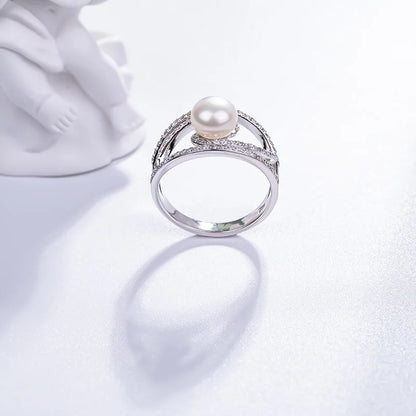 S925 pure silver pearl ring, female niche design, light luxury, high-end feeling, cool style, Instagram trendy fashion