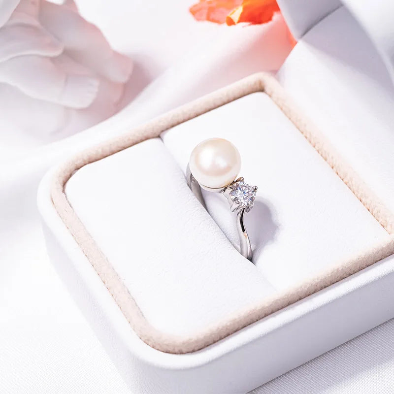 S925 pure silver pearl ring, female niche design, light luxury, high-end feeling, cool style, Instagram trendy fashion