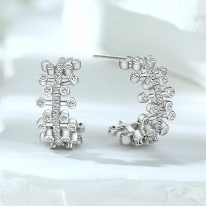 Custom Fine Jewelry Studs Earring Wreath Garland Women CZ 925 Sterling Silver Huggie Earring