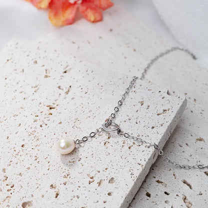 925 sterling silver women teardrop pearl charm drop pendant necklace with pearl pendant