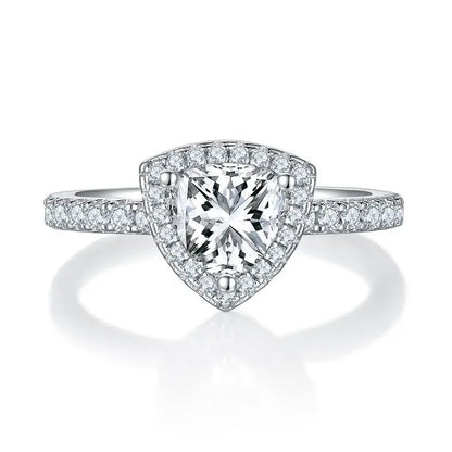 1-Carat Triangle Moissanite Engagement Ring - 925 Silver Plated, Moissanite, perfect for daily wear and Valentine's gifting.