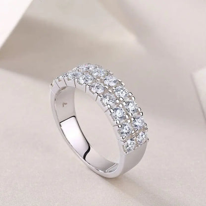 1.08cttw Moissanite VVS1 D Color with GRA Certified Diamond Eternity Wedding Ring in 925 Silver - Luxury Jewelry.