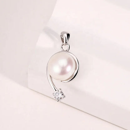 Custom modern 925 sterling silver diamond freshwater pearl ladies necklace charm pendant