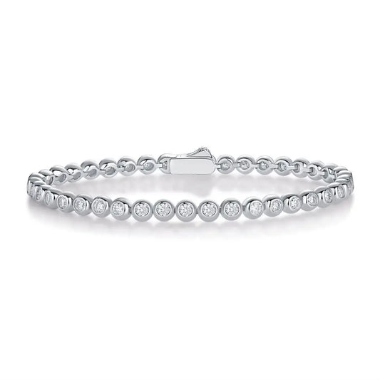 3MM Moissanite Tennis Bracelet, White Gold Plated 925 Silver, D Color VVS1 Solitaire, Women's Jewelry for Birthday & Weddings