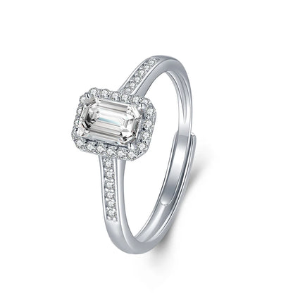 Jeweller Buy VVS Emerald & Rectangle Cut Moissanite 925 Sterling Silver Wedding/Party/Anniversary Ring