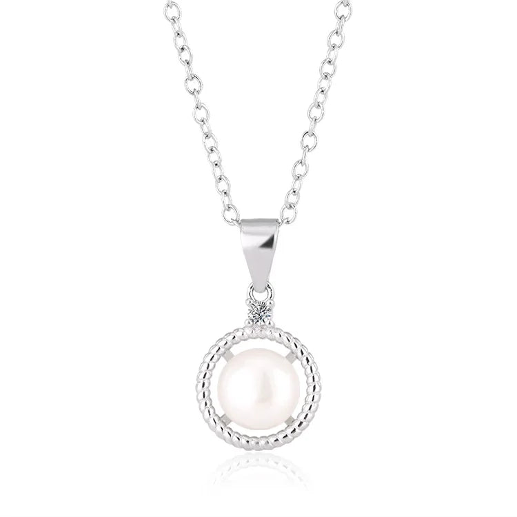 Fashion fine jewelry sets silver pearl ring earrings and pendant necklace set