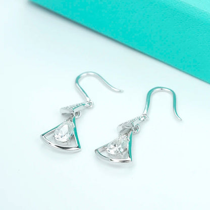 Jeweller Buy High Quality 925 Sterling Silver Huggie Dangle Earrings Trendy Skirt Shape Pear Cut Design for Gift