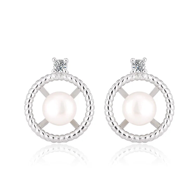 Fashion fine jewelry sets silver pearl ring earrings and pendant necklace set