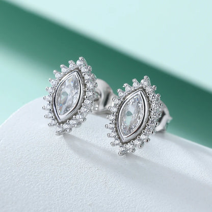 Luxury Sunflower Shaped Marquise Cut 3*6mm Zirconia Women 925 Sterling Silver Stud Earrings