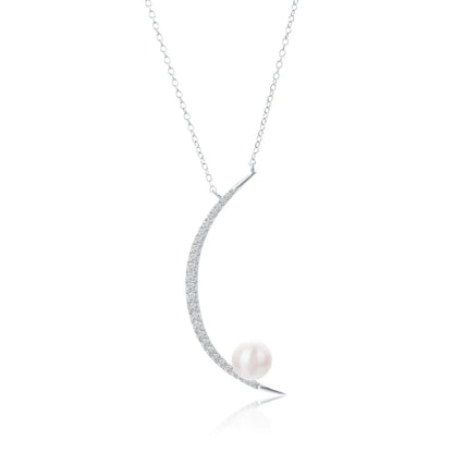 925 sterling silver women teardrop pearl charm drop pendant necklace with pearl pendant