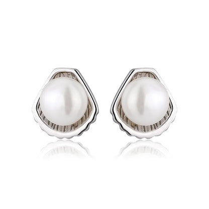Custom dainty 925 sterling silver unique luxury pearl stud earrings for women