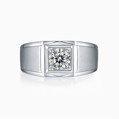 Men's 1 Carat Moissanite Ring in 925 Sterling Silver - Single Stone Wedding/Engagement/Anniversary Gift