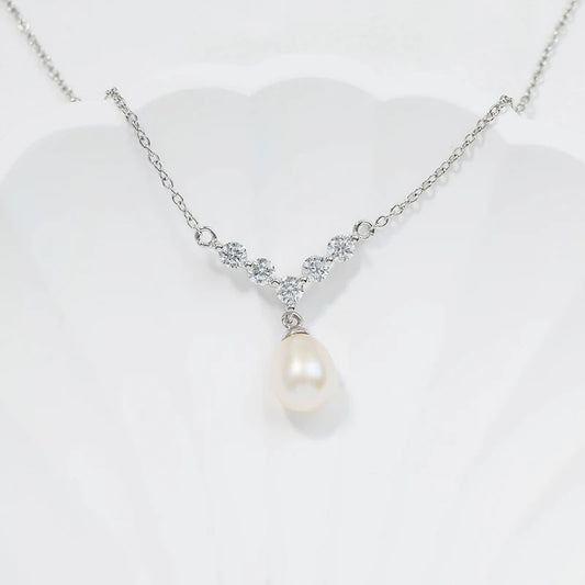 Women girls pearl 925 sterling silver moissanite diamond fashion dainty jewelry necklace for women