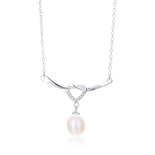 925 sterling silver women teardrop pearl charm drop pendant necklace with pearl pendant