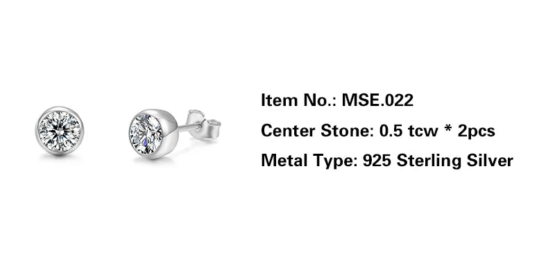Jeweller Buy Classic 925 Sterling Silver Stud Earrings with Fine Round Moissanite Diamond Trendy Claw Setting