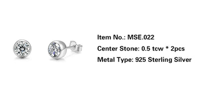 Jeweller Buy Classic 925 Sterling Silver Stud Earrings with Fine Round Moissanite Diamond Trendy Claw Setting