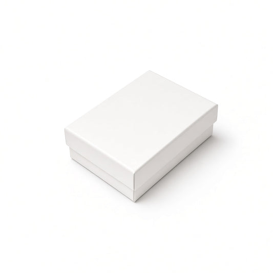 Closed white glossy medium pendant cotton-filled jewelry gift box, 100-piece wholesale pack