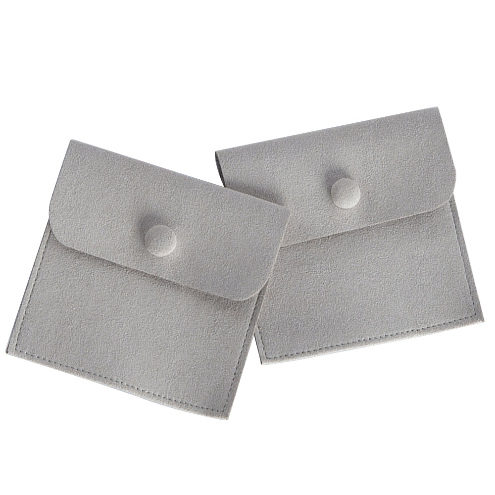 100 PCS 8 × 8 CM Snap Fastener Suede Pouch Jewelry Storage Bags