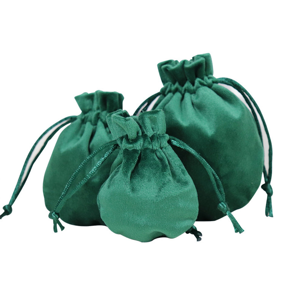 Green Drawstring Velvet Pouch， Price for 25 Pieces