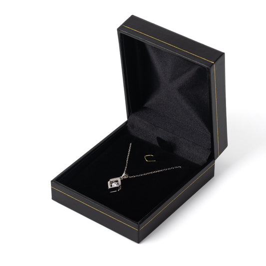 12PCS Classic Black Leatherette Necklace Pendant Jewelry Box