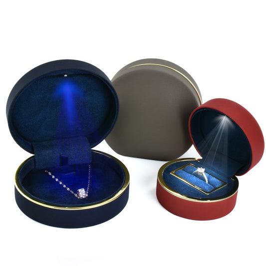Elegant High-End Oval Jewelry Light Box Packaging for Wedding Gift Personal