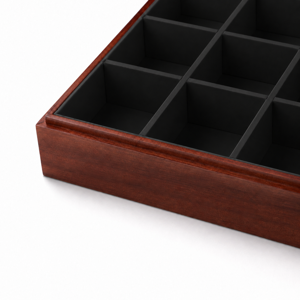 18-Compartment Wooden Watch Display Tray with Black Interior – Jeweller Buy